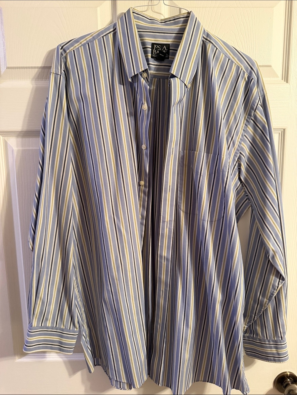 Jos. A. Bank Light Blue and White Multi-Stripe Dress Shirt
